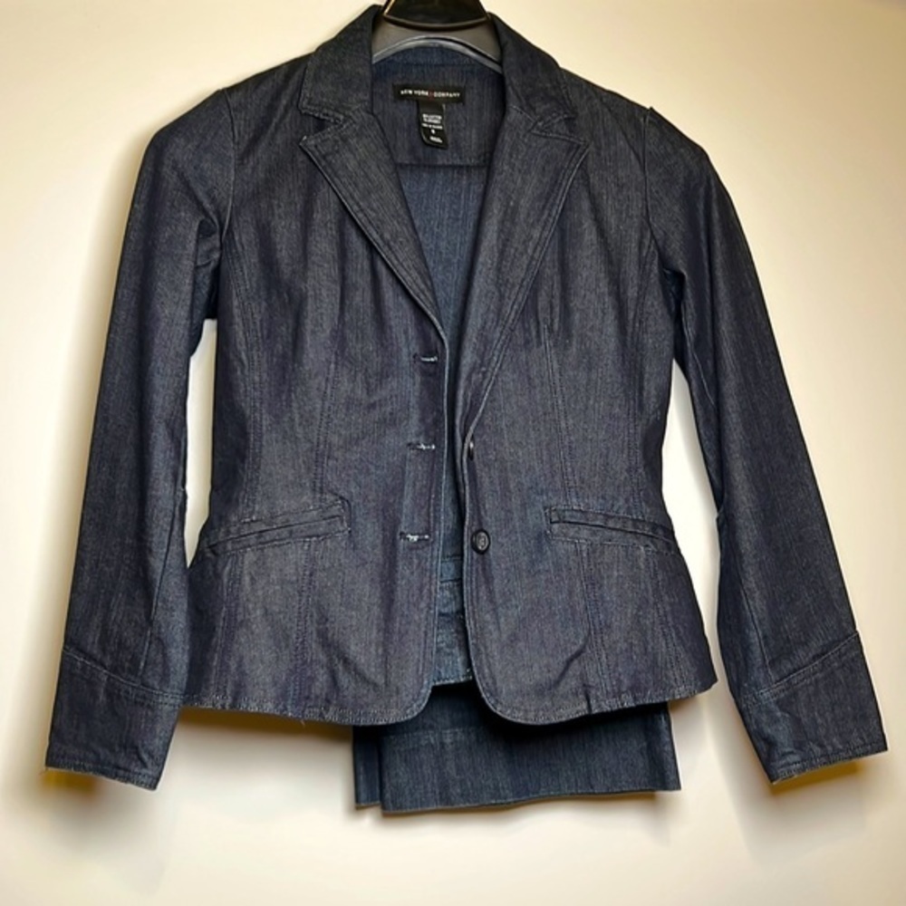 Women'sNew York & Company Women's Blue Denim Jean 2 Piece Suit